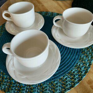 Pfaltzgraff Acadia White 3 Cup and Saucer Sets